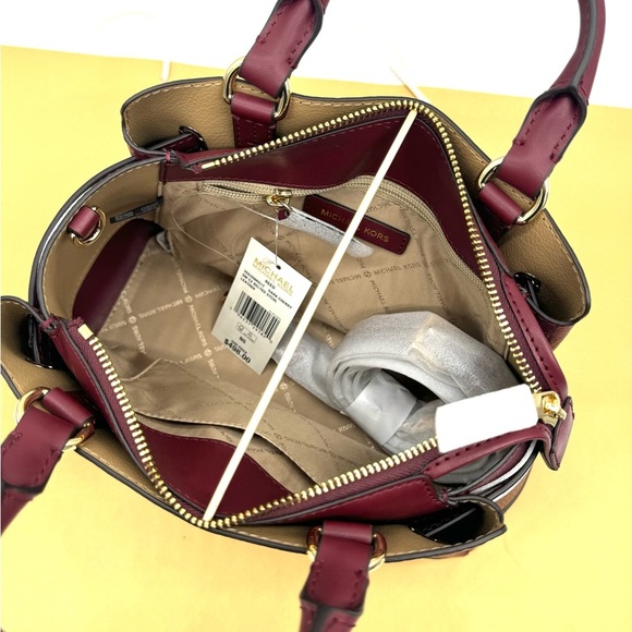 Michael Kors Reed Small Satchel Crossbody Bag Dark Cherry - Picture 7 of 11